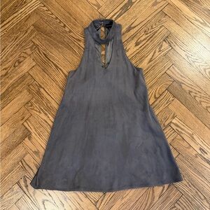 Olivaceous Charcoal suede Halter Dress